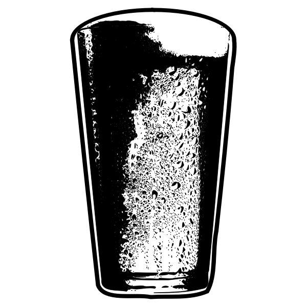 SVG Vector clip art of cold pint of beer in black and white
