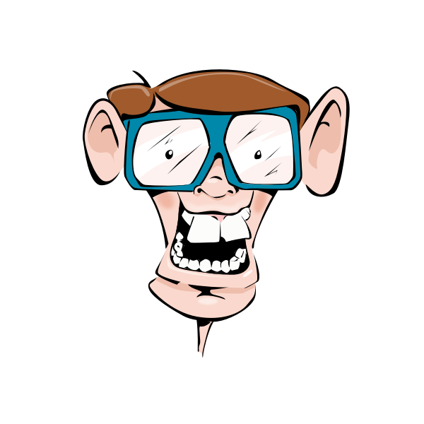 SVG Vector clip art of comic geek face with glasses