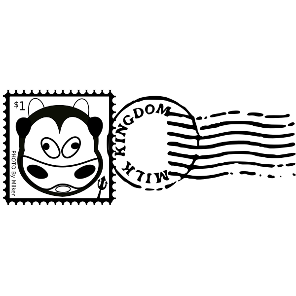 SVG Vector clip art of cow mail stamp