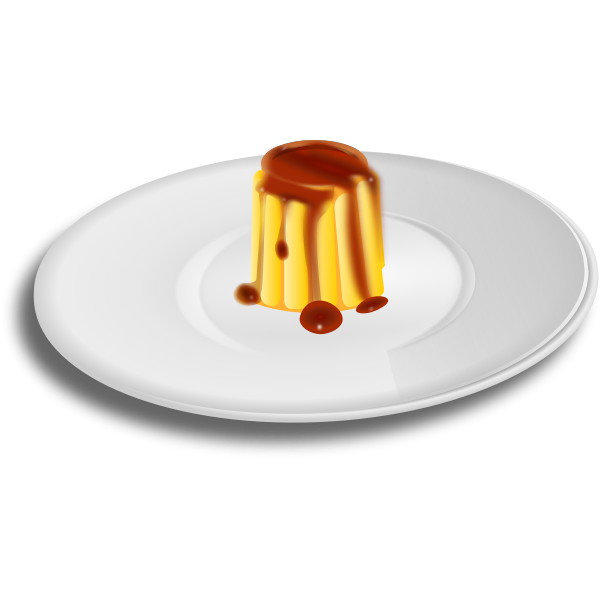SVG Vector clip art of creme caramel on dinnerplate