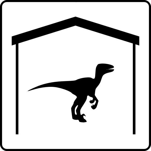 SVG Vector clip art of dinosaur in hotel room pictogram