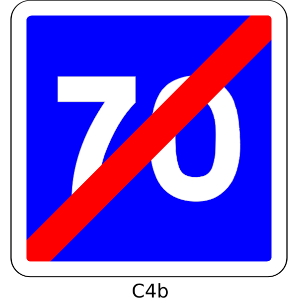 SVG Vector clip art of end of 70mph speed limit blue square French roadsign