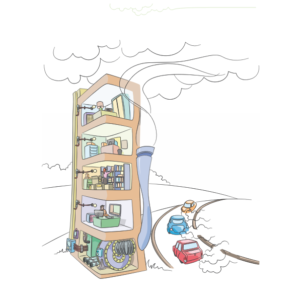 SVG Vector clip art of energy use in a building