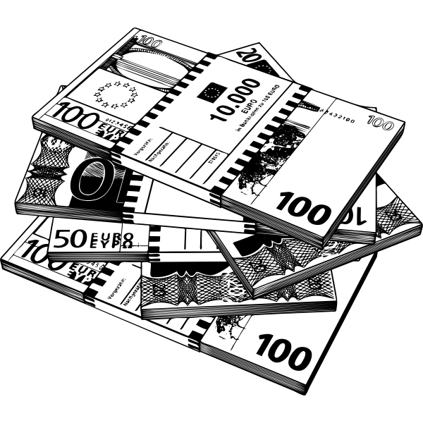 SVG Vector clip art of Euro notes in black and white