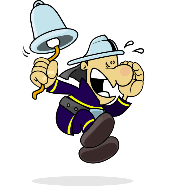 SVG Vector clip art of fireman sounding fire alarm