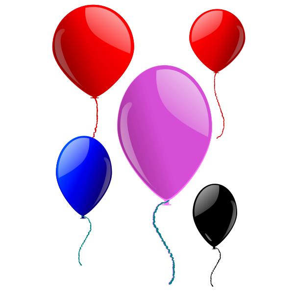 SVG Vector clip art of five floating balloons