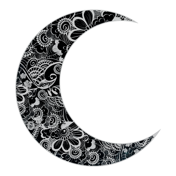 SVG Vector clip art of floral crescent moon