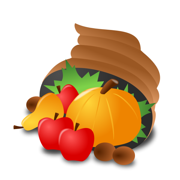 SVG Vector clip art of food basket with a pumpkin