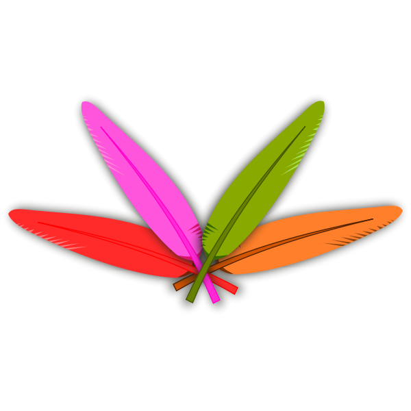 SVG Vector clip art of four crossed color feathers