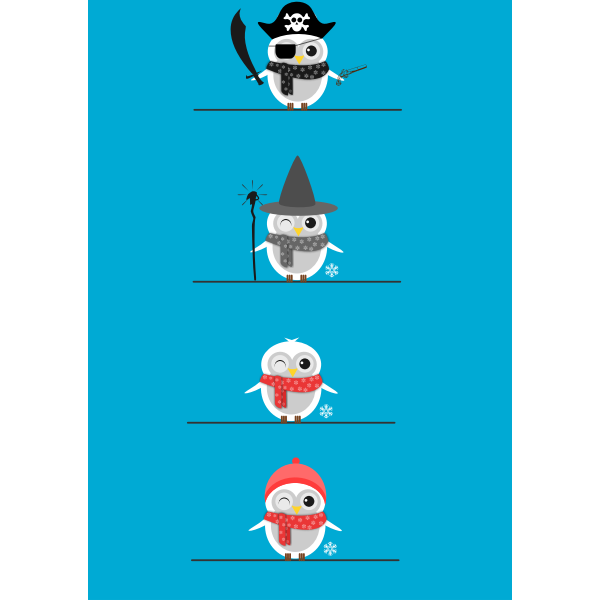 SVG Vector clip art of funny owls as pirate