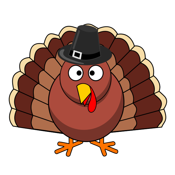 SVG Vector clip art of funny turkey with black hat