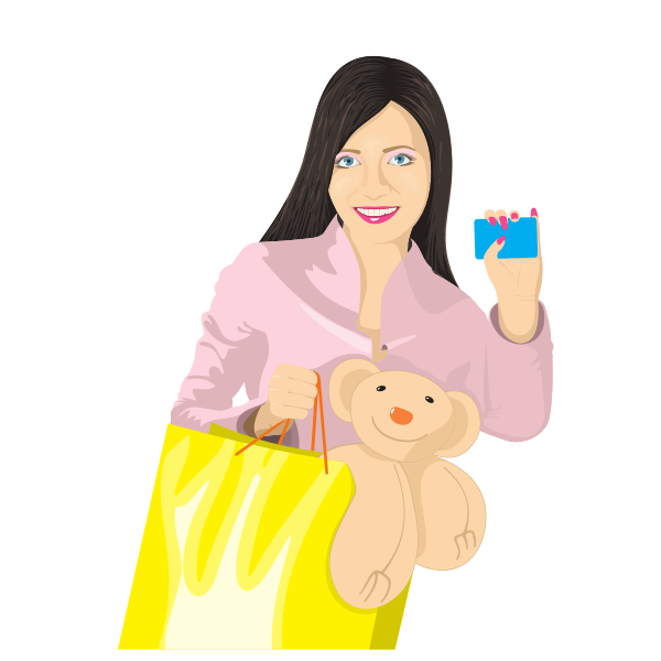 SVG Vector clip art of girl with card and bag