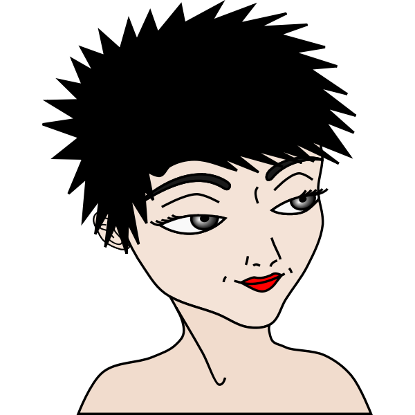 SVG Vector clip art of girl with spiky hair
