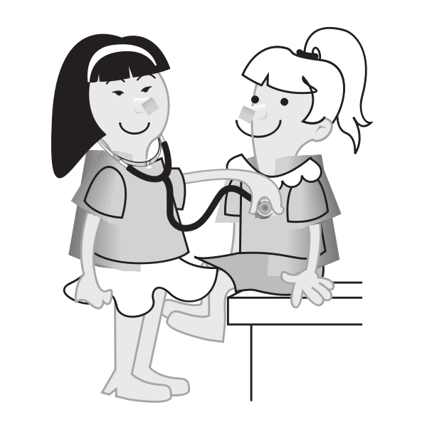 SVG Vector clip art of girls playing doctors