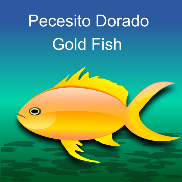 SVG Vector clip art of glossy gold fish on green background