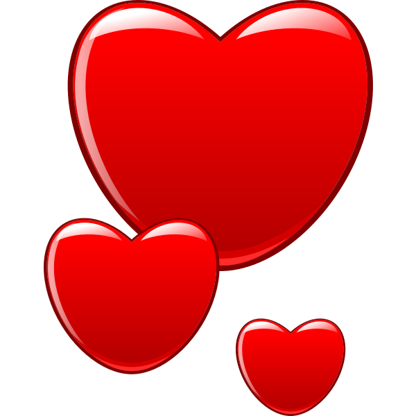 SVG Vector clip art of glossy red hearts