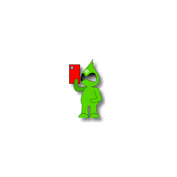 SVG Vector clip art of green monster character with a tablet