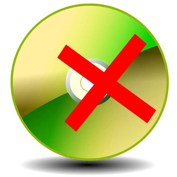 SVG Vector clip art of green shiny CD ROM unmount sign with shadow