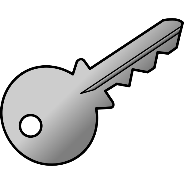 SVG Vector clip art of grey shaded metal door key