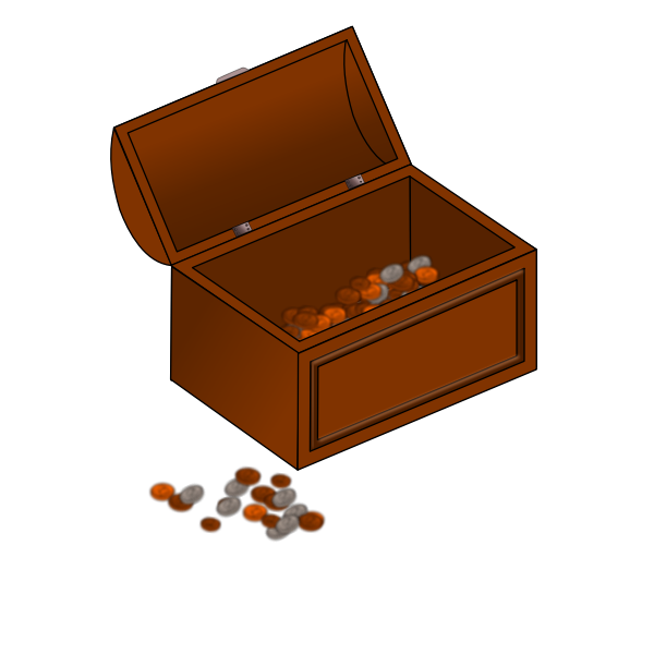 SVG Vector clip art of half empty treasure chest with coins outside
