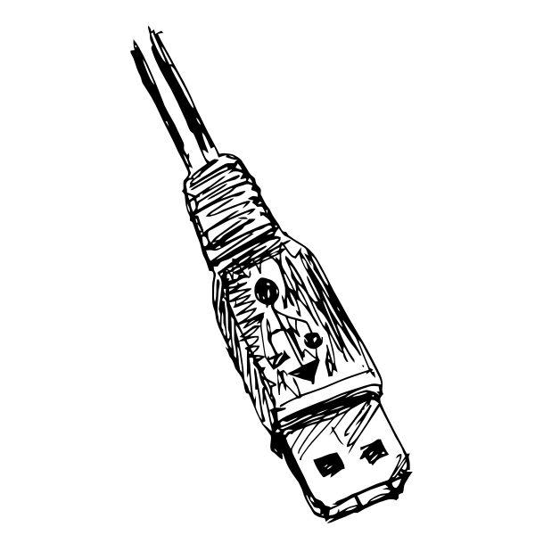SVG Vector clip art of hand and pencil drawn USB connector