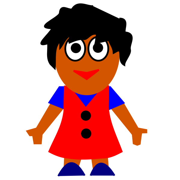SVG Vector clip art of happy Afro-American girl in red dress