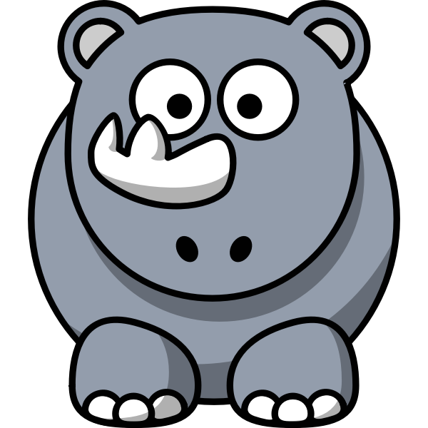 SVG Vector clip art of happy cartoon rhino