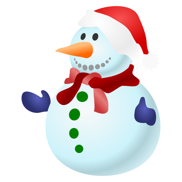 SVG Vector clip art of happy colorful snowman with scarf