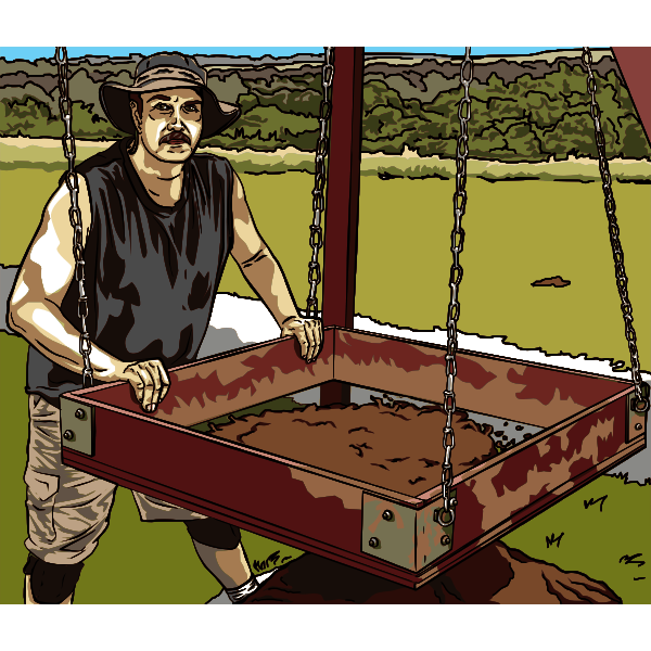 SVG Vector clip art of historian digging for artefacts