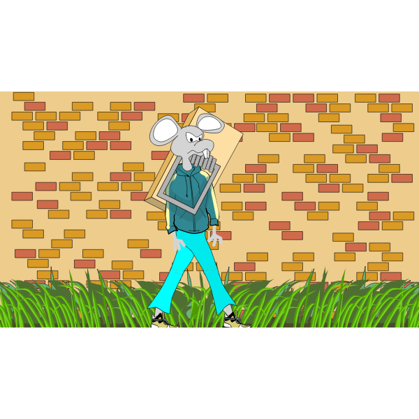 SVG Vector clip art of humanoid mouse in trap