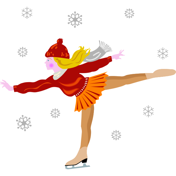 SVG Vector clip art of ice skating girl in skirt