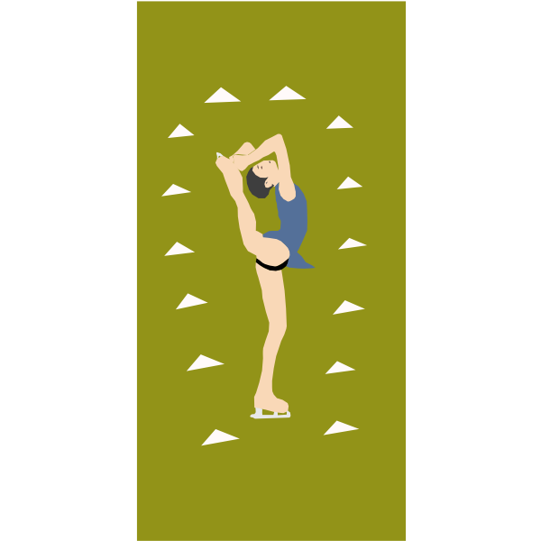 SVG Vector clip art of ice skating girl in skirt on green background