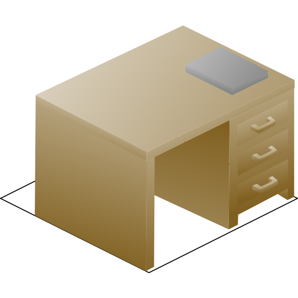 SVG Vector clip art of isometric desk left front view with book