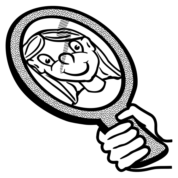 SVG Vector clip art of kid holding a hand mirror