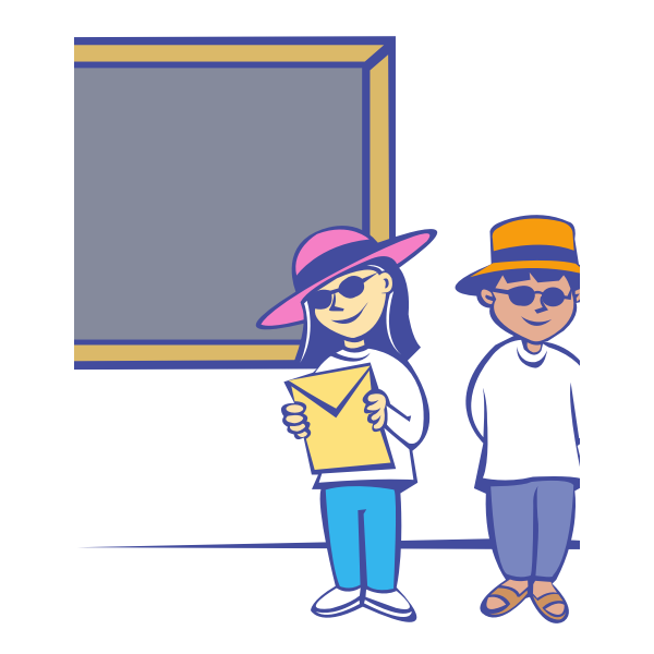 SVG Vector clip art of kids in front of a blackboard