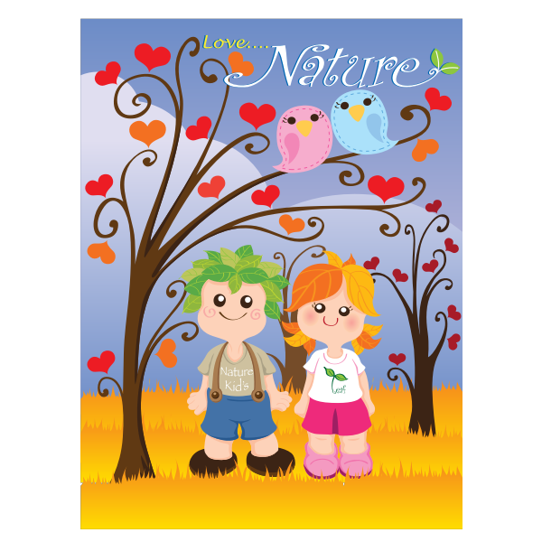SVG Vector clip art of kids in nature poster