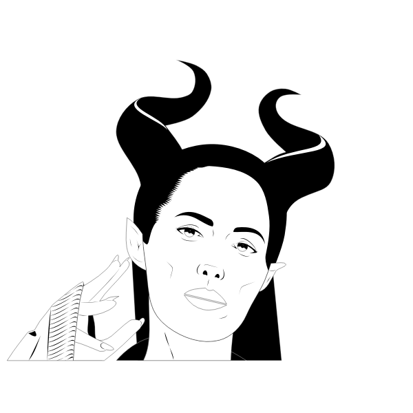 SVG Vector clip art of lady with spiky hair and ears