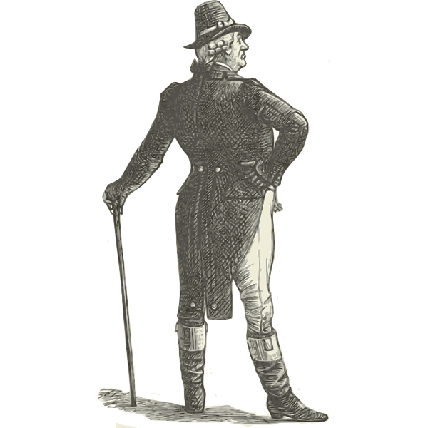 SVG Vector clip art of landlord gentleman with a walking stick