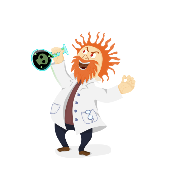 SVG Vector clip art of mad scientist with a retort in his hand