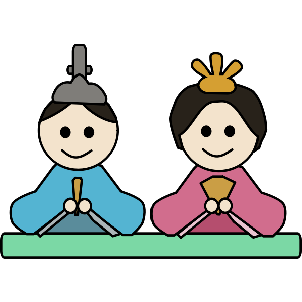 SVG Vector clip art of male and female doll in Japan
