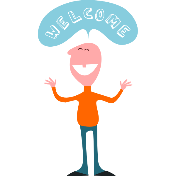 SVG Vector clip art of male character saying welcome