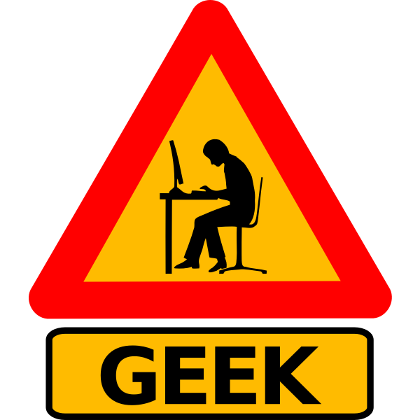 SVG Vector clip art of man geek warning road sign