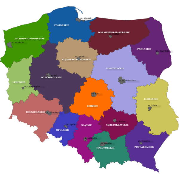 SVG Vector clip art of map of Polish regions