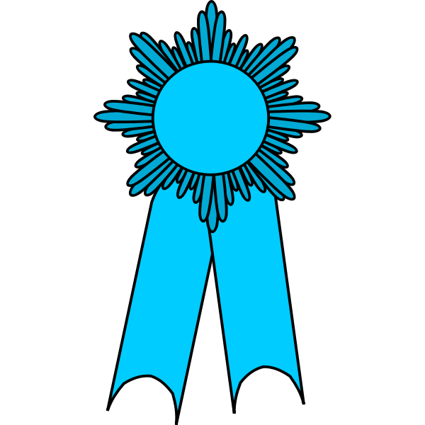 SVG Vector clip art of medal with a light blue ribbon