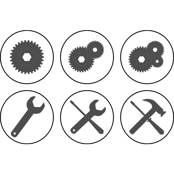 SVG Vector clip art of monochrome set of settings buttons