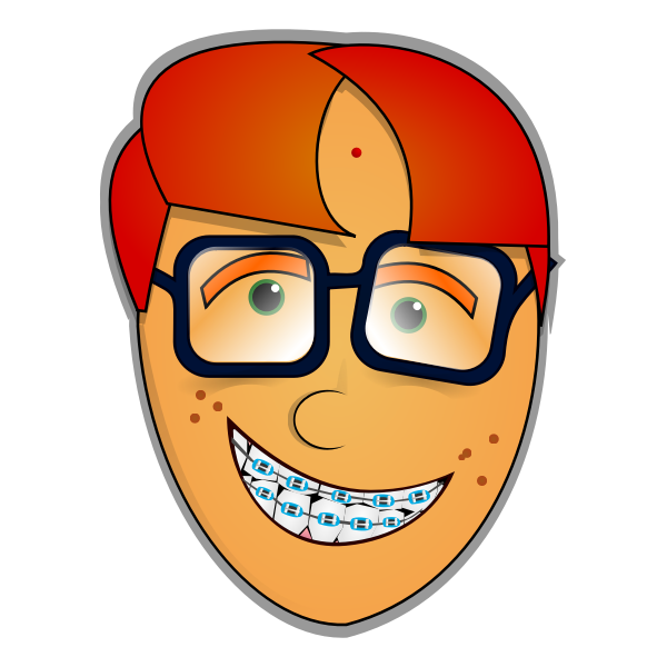 SVG Vector clip art of nerd guy with glasses and teeth prosthesis