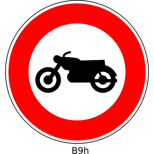 SVG Vector clip art of no entry for motorcycles and light motorcycles round prohibitory traffic sign