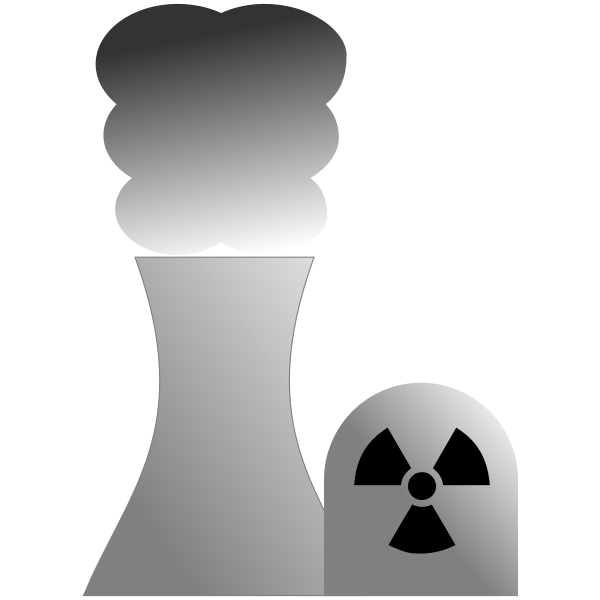 SVG Vector clip art of nuclear power plant grayscale sign