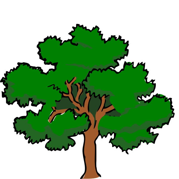 SVG Vector clip art of oaktree with wide treetop