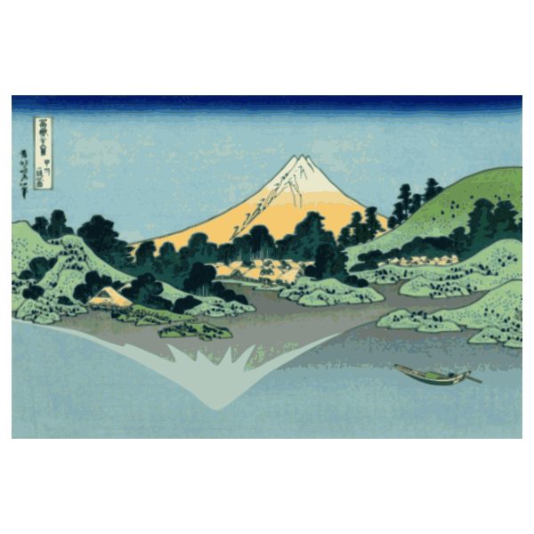 SVG Vector clip art of of Mount Fuji reflection in lake at Misaka